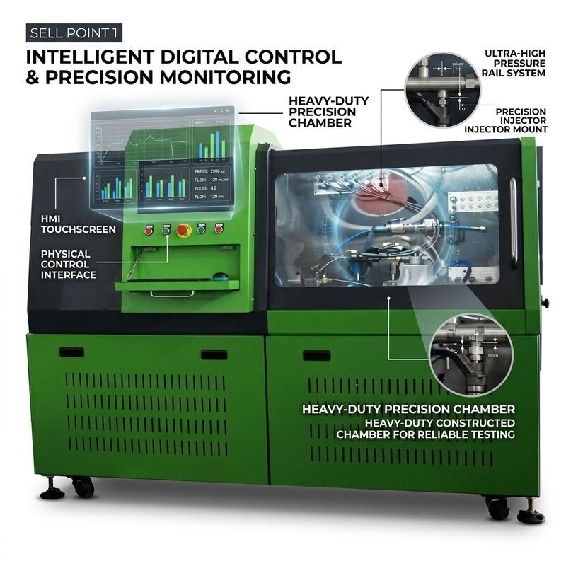 CRB-D1500 Common Rail Pump Test Bench with Heavy-Duty Fan Cooling 50,000+ Operating Hours and Simplified PLC Control